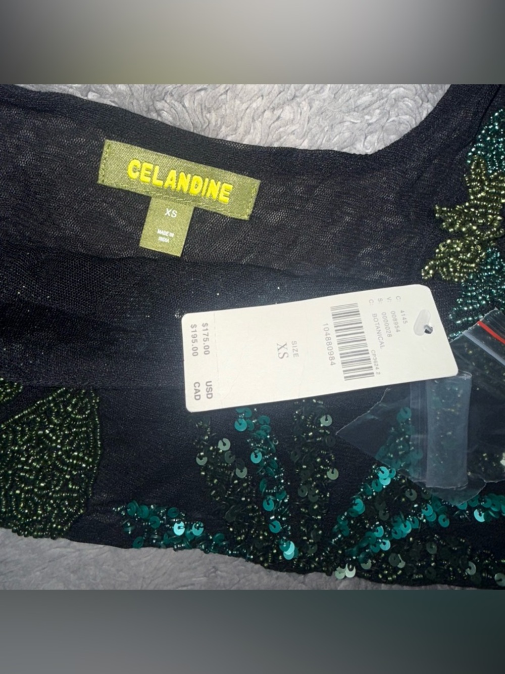 ANTHROPOLOGIE CELANDINE BEADED MESH CROP TOP IN BLACK - Picture 3 of 9
